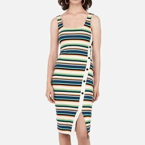 🎉H.P.!🎉 LN ASOMETRICAL BUTTON BODYCON DRESS IN MULTI SZ.XS